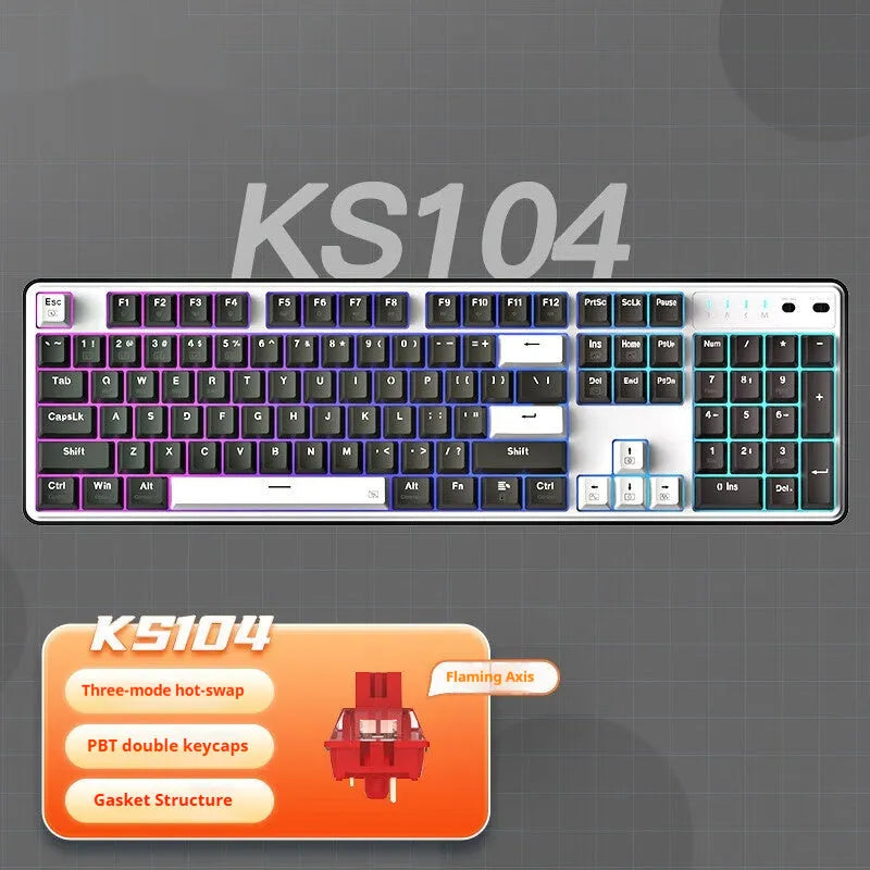 104-key mechanical keyboard in multiple colour options with RGB lighting and wired connection