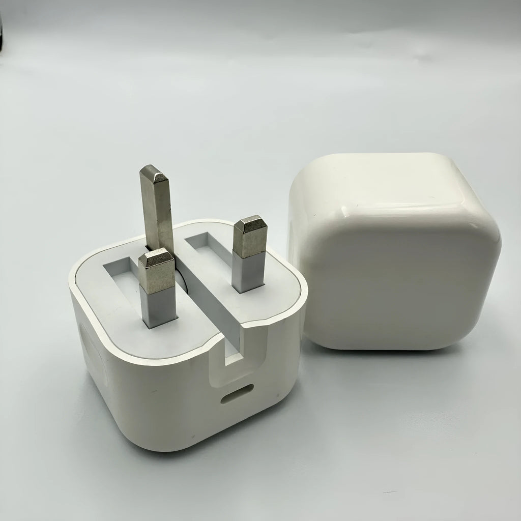 White 25W Type-C mobile phone charger with folding foot plug, shown as charging head or with data cable