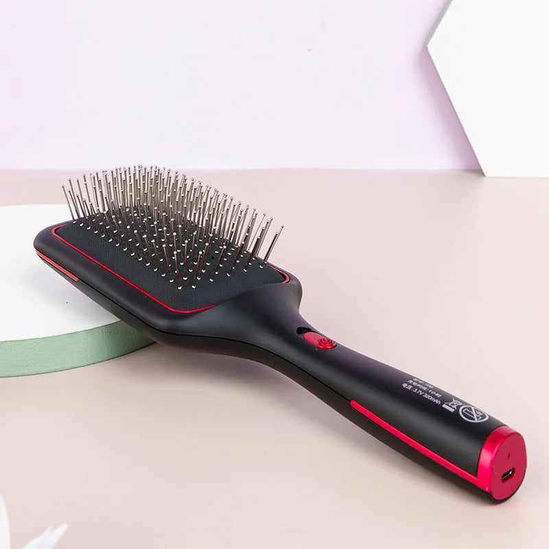 Wireless charging straight hair comb with negative ions and vibration, black tourmaline ceramic design