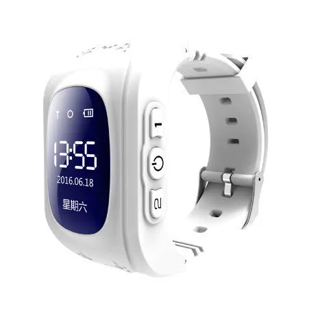 Children's smart watch with GPS positioning, 0.96 inch LCD screen, blue colour, plastic wrist strap