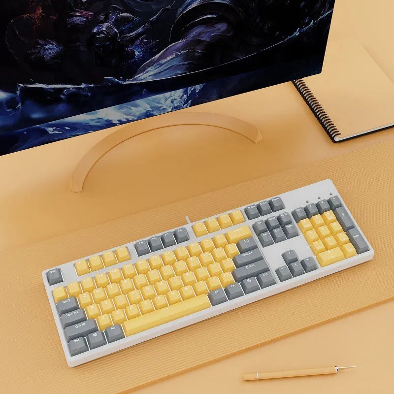 Hot-swap wired mechanical keyboard in white with grey keys, ABS and metal build, 1.6m cable
