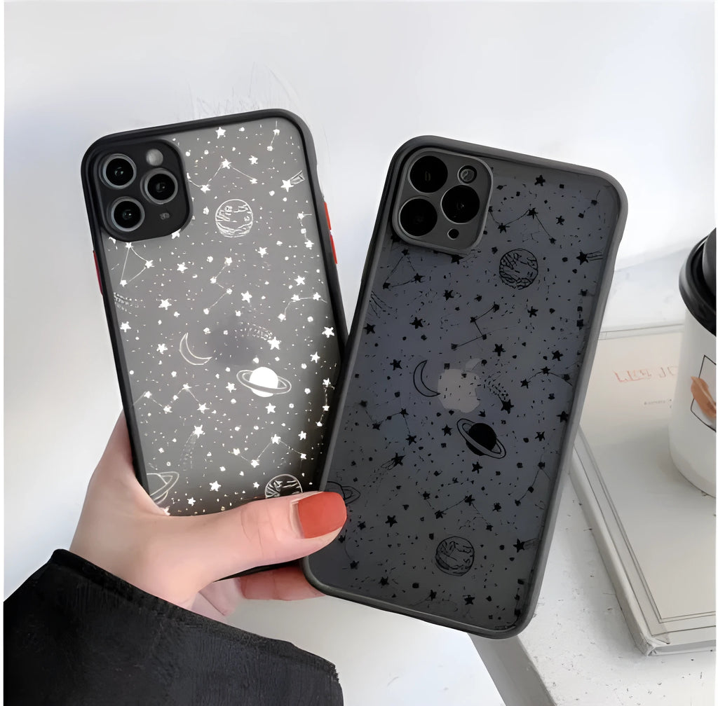 Black Eye Care Skin Sensation Shell iPhone case with anti-blue light screen protector fitted on an iPhone