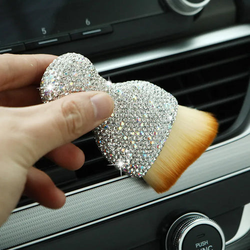 10cm long white PVC car interior cleaning brush for dusting dashboard and vents.