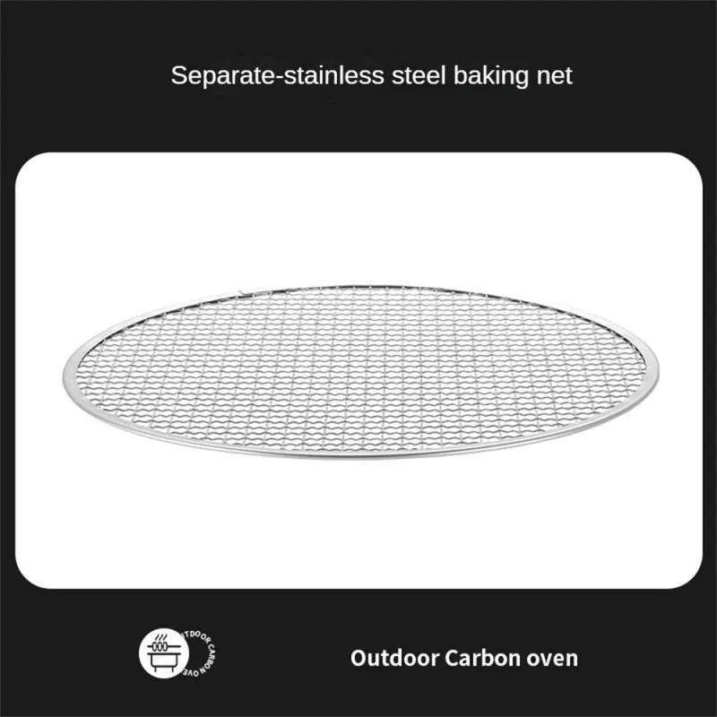 Portable stainless steel barbecue grill with detachable parts and storage bag for camping.