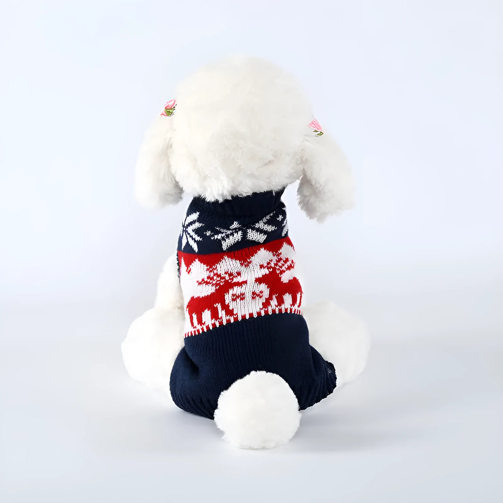 Navy blue knitted Christmas sweater for dogs in European-American style