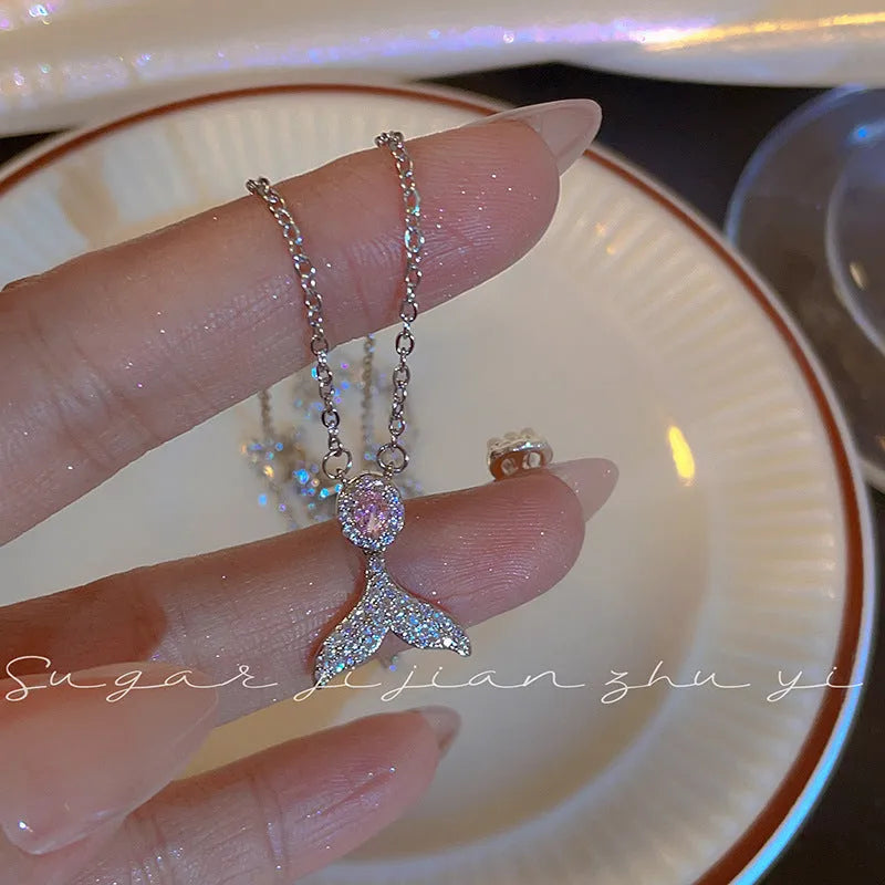 Women's S925 sterling silver adjustable necklace with choice of angel wing or fishtail pendant on O-ring chain