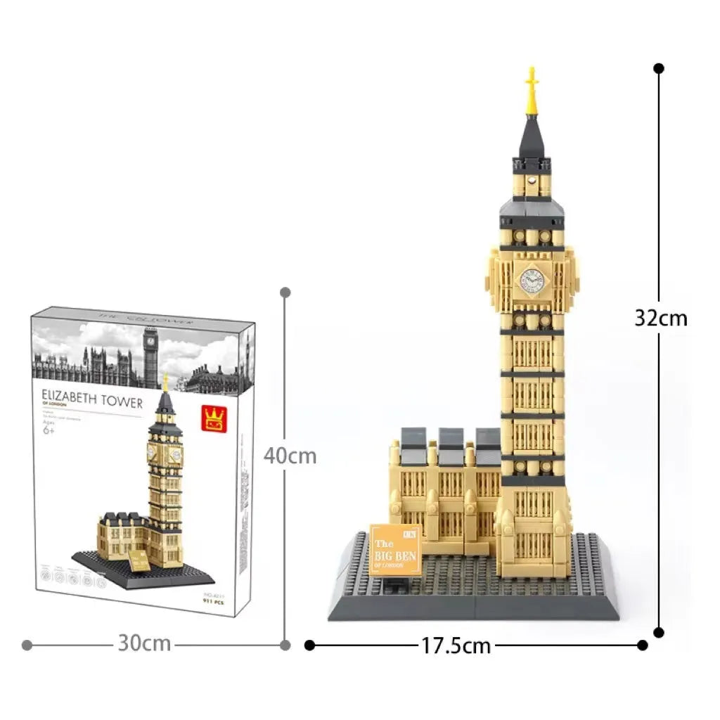 Wange building blocks set with over 800 ABS plastic pieces for landmark construction