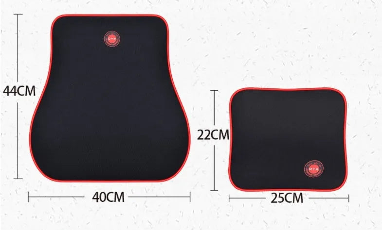 Car headrest neck protector and waist support set in black, coffee, grey or red, bamboo charcoal memory cotton, 0.9kg