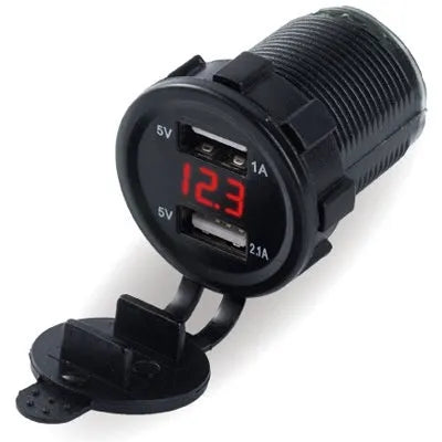 Snap-on waterproof motorcycle USB fast car charger with blue light indicator