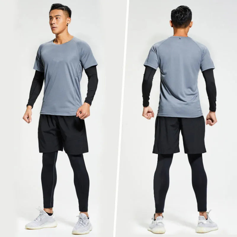 Sports suit short sleeve and pants set in grey, black or white with Vinylon fabric and polyester lining