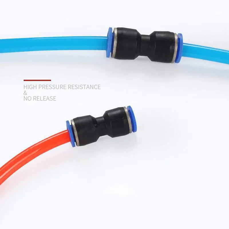PU straight through pneumatic connector in black or blue with POM PBT body and imported O-rings for 4-16mm trachea