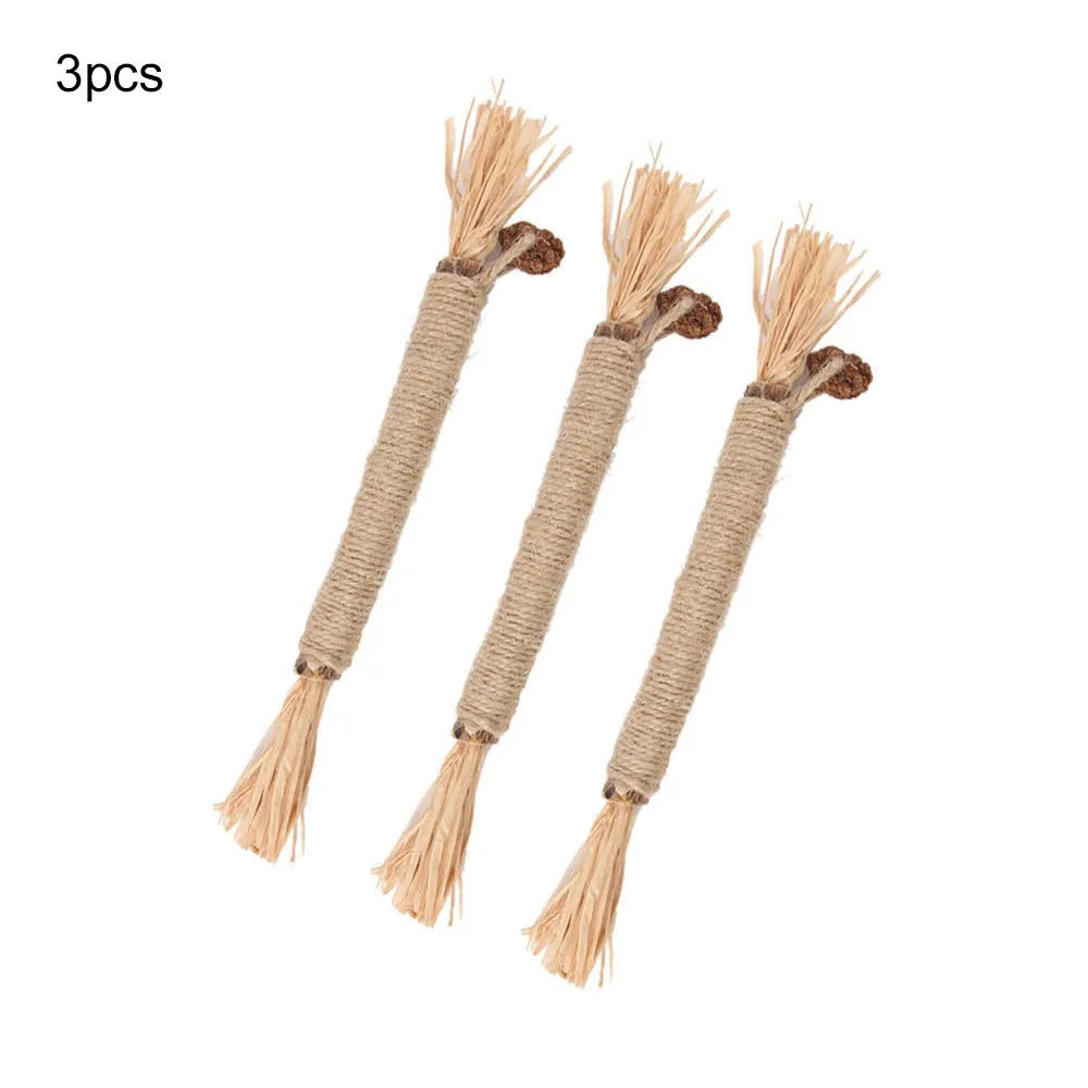Natural silvervine cat chew sticks with sisal rope and raffia in thick and fine diameters