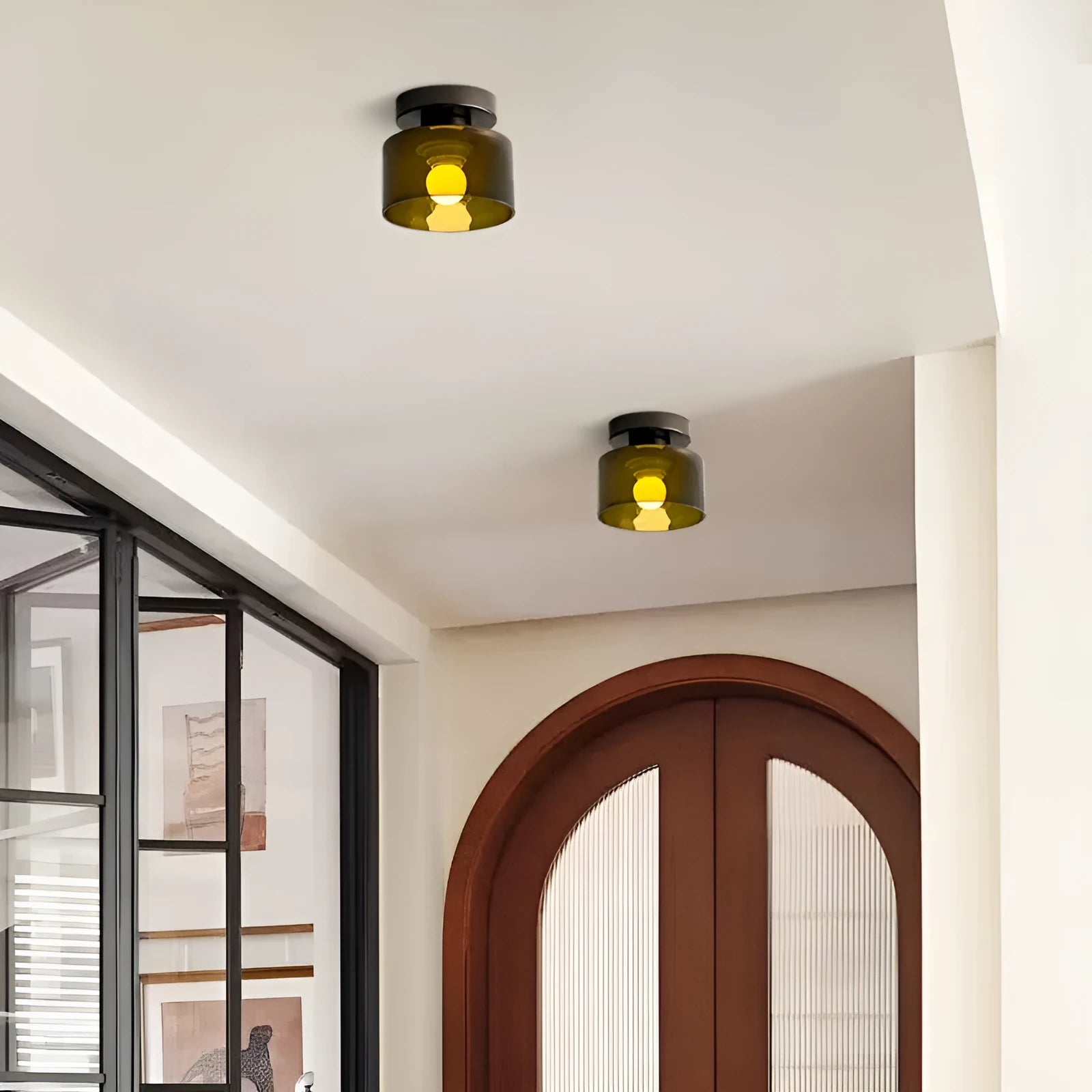 Creative Nordic mid-ancient style ceiling lamp for corridor with black suction cup base and colour options