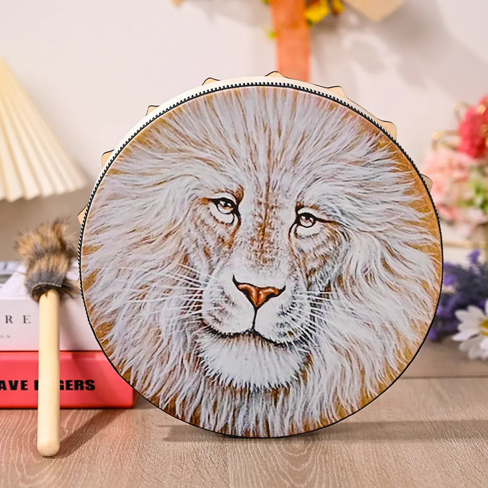 25cm tree of life open drum with drum hammer, half-handmade semi-mechanical national style decorative percussion instrument
