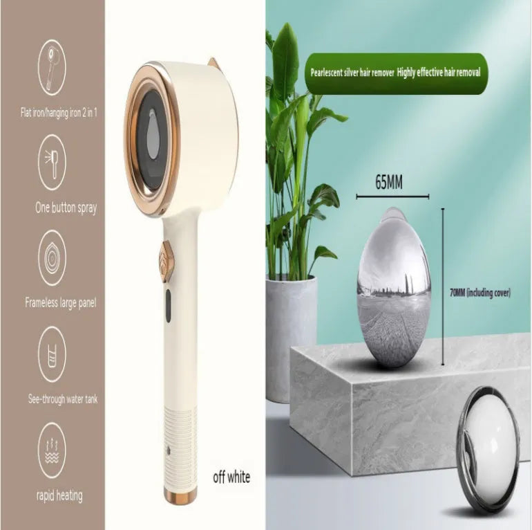 Mini portable handheld garment steamer in green with titanium soleplate and 50ml water tank