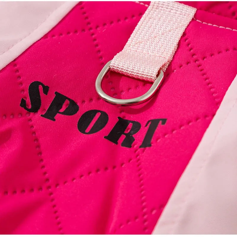 Autumn winter dog down jacket with fleece lining for small medium dogs in red and yellow colour options