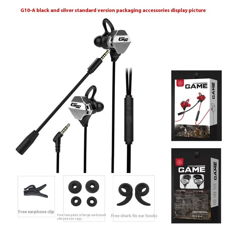 In-ear wired headset with mic 3.5mm plug for phone and computer heavy bass silicone earplugs