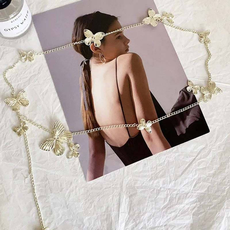 Alloy waist chain women's body jewellery 104cm length gold silver colour options