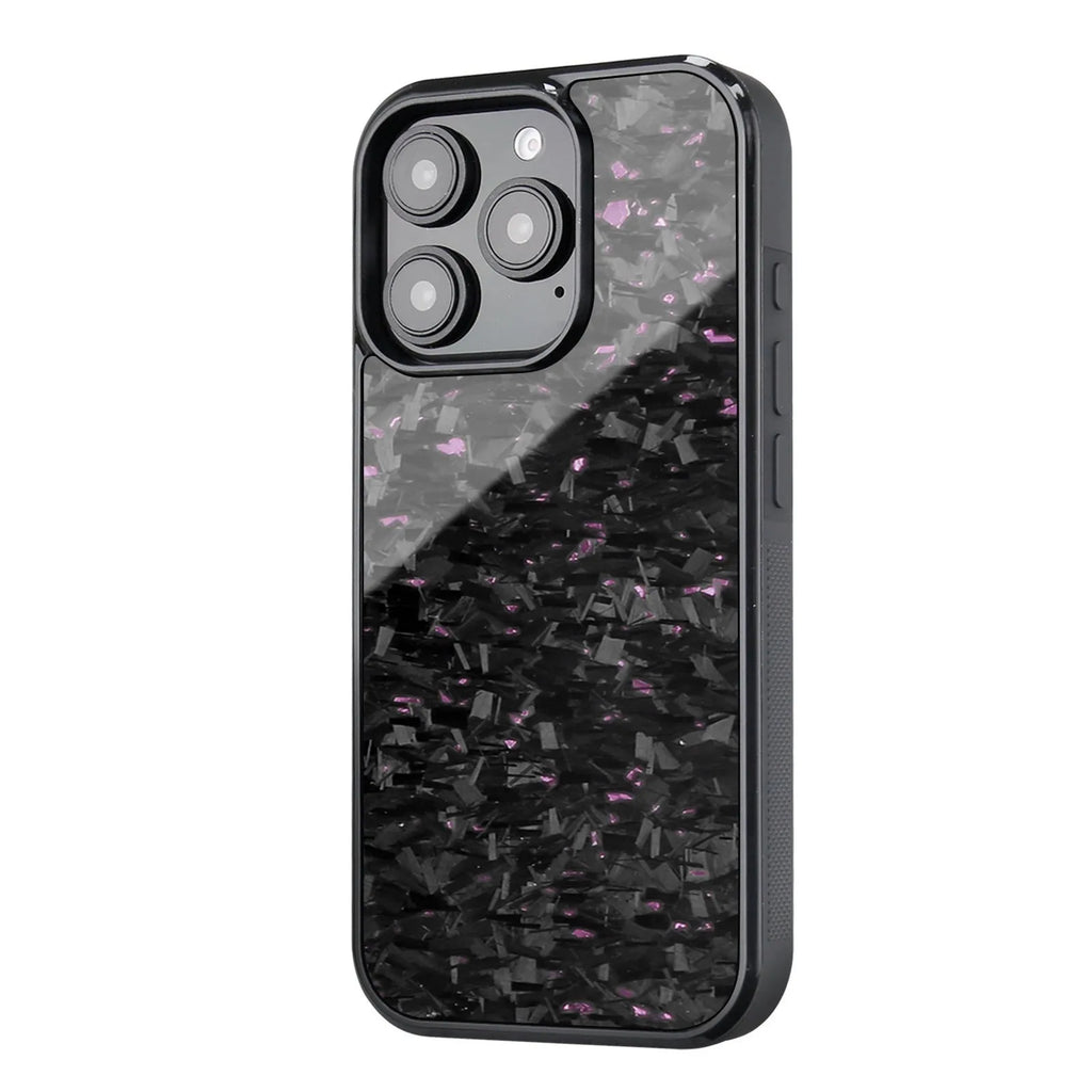 Carbon fibre forging twill magnetic phone case for iPhone 16 Pro Max in black half pack style
