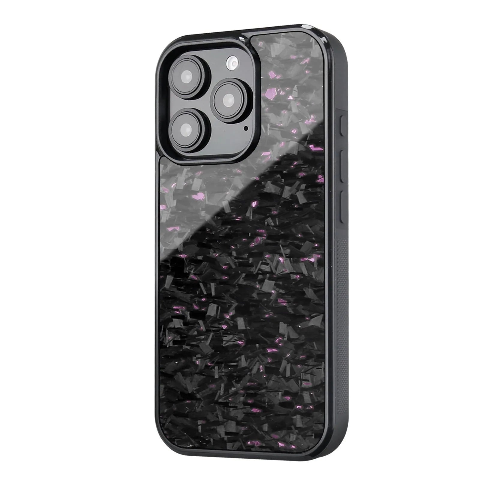 Carbon fibre forging twill magnetic phone case for iPhone 16 Pro Max in black half pack style