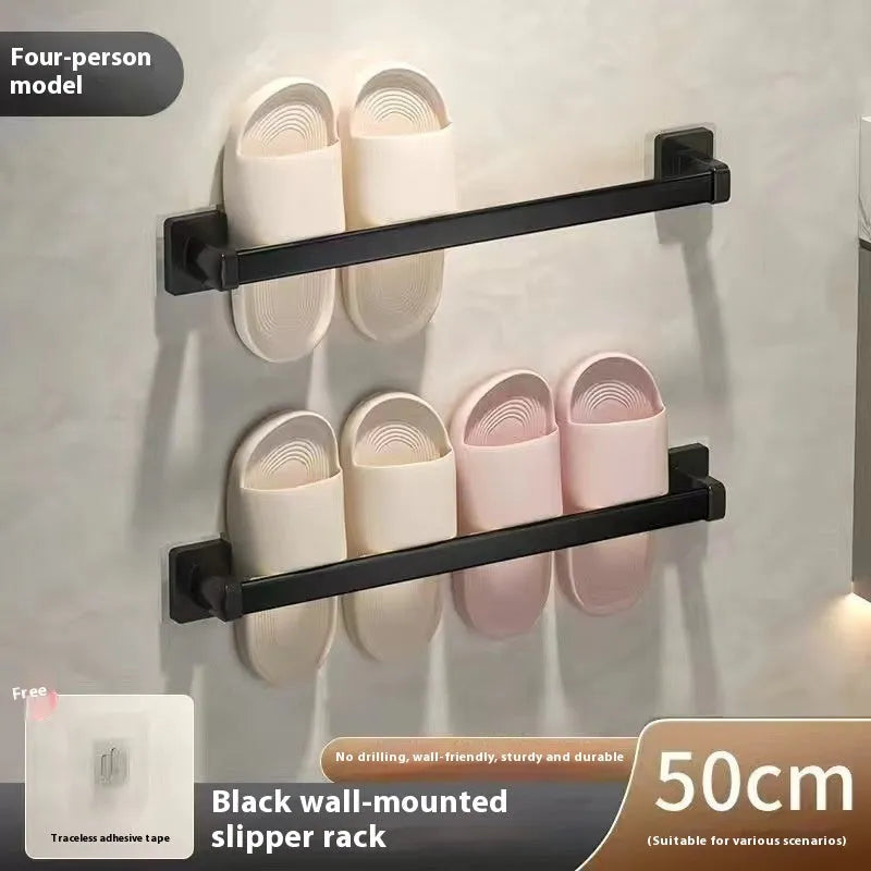 Wall-mounted bathroom slipper rack with seating function in Nordic style design