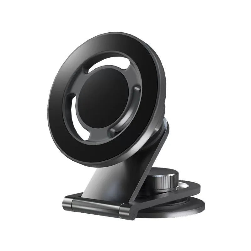 Aluminum alloy car phone holder titanium gray dashboard magnetic suction mount with Magsafe-style folding design
