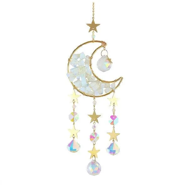 K9 crystal moon car pendant measuring 420mm long with 100mm diameter reflective element