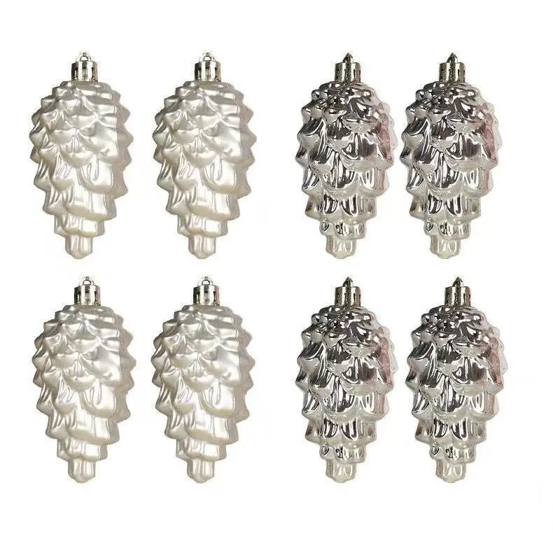 Plastic Christmas hat tree pendant in champagne gold, 7cm size, with loop for hanging