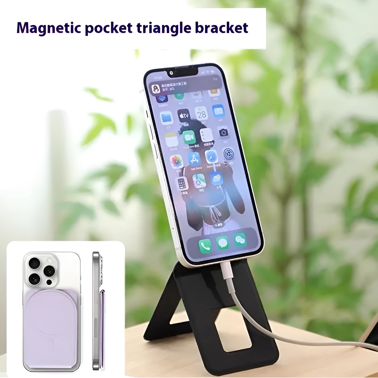 Live Selfie leather mobile phone holder in Dream Purple, Knight Black, or Mist Gray for universal fit