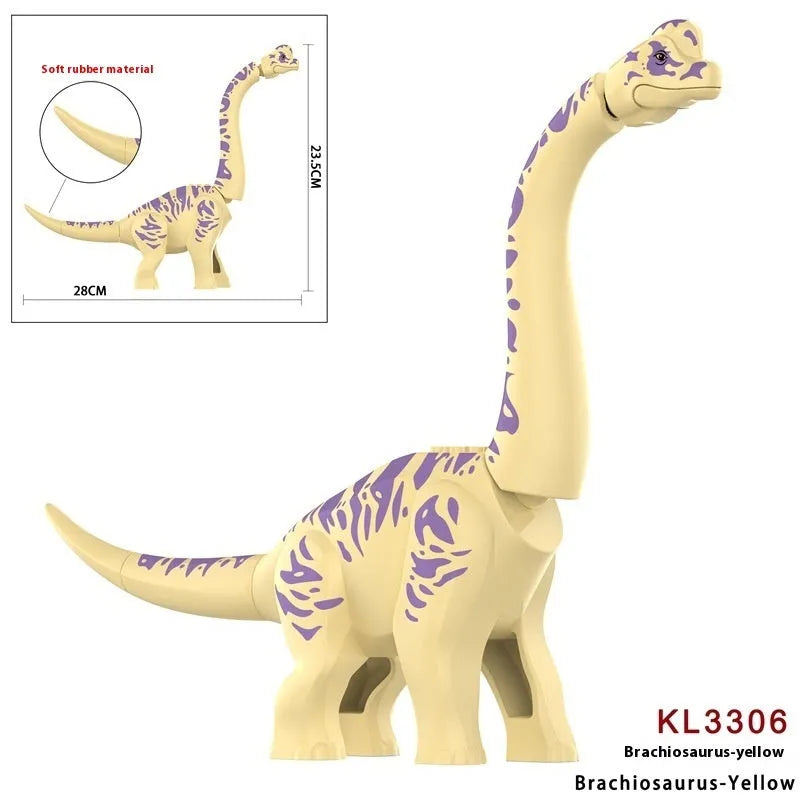 Small particles plastic building blocks dinosaur series KL3301-3305 bagged toy in cyan gray orange pink yellow