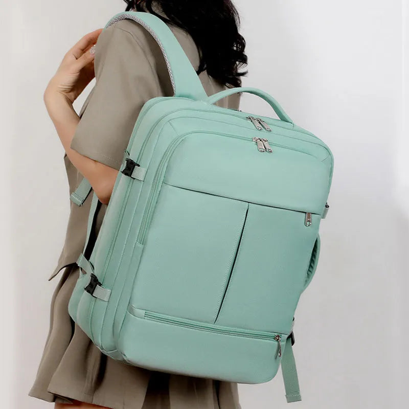 Large waterproof oxford cloth backpack with multiple pockets for 15.6 inch laptops, shown in available colours