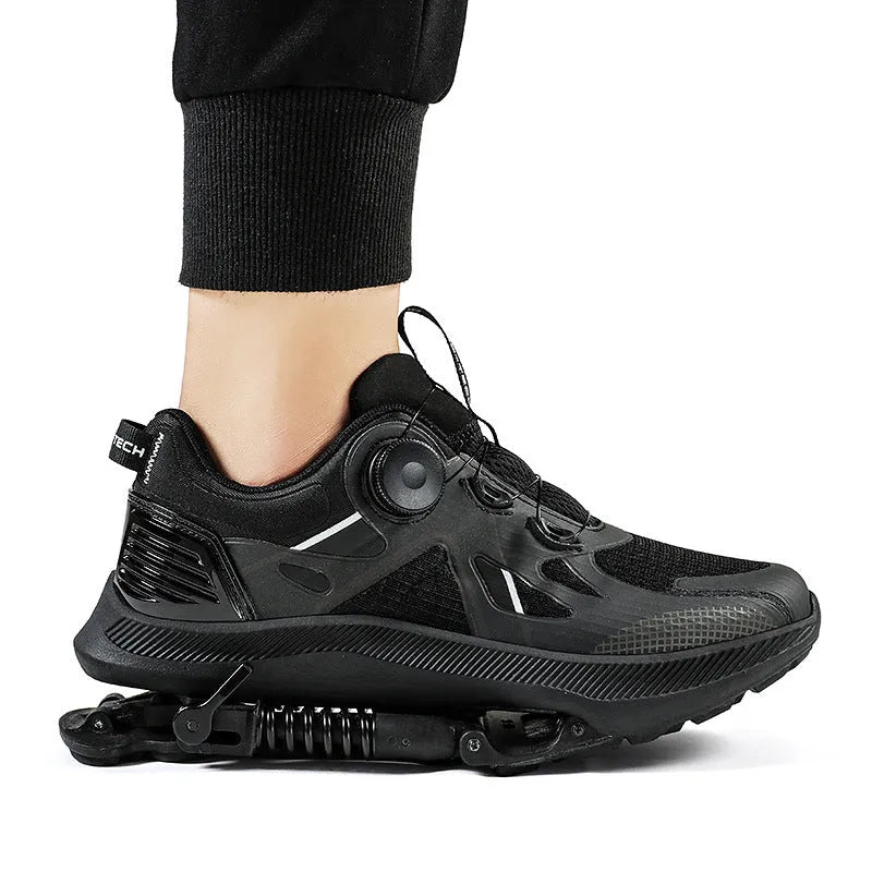 Black mesh running shoes with rubber EVA sole, middle top height, unisex sizes 35-45