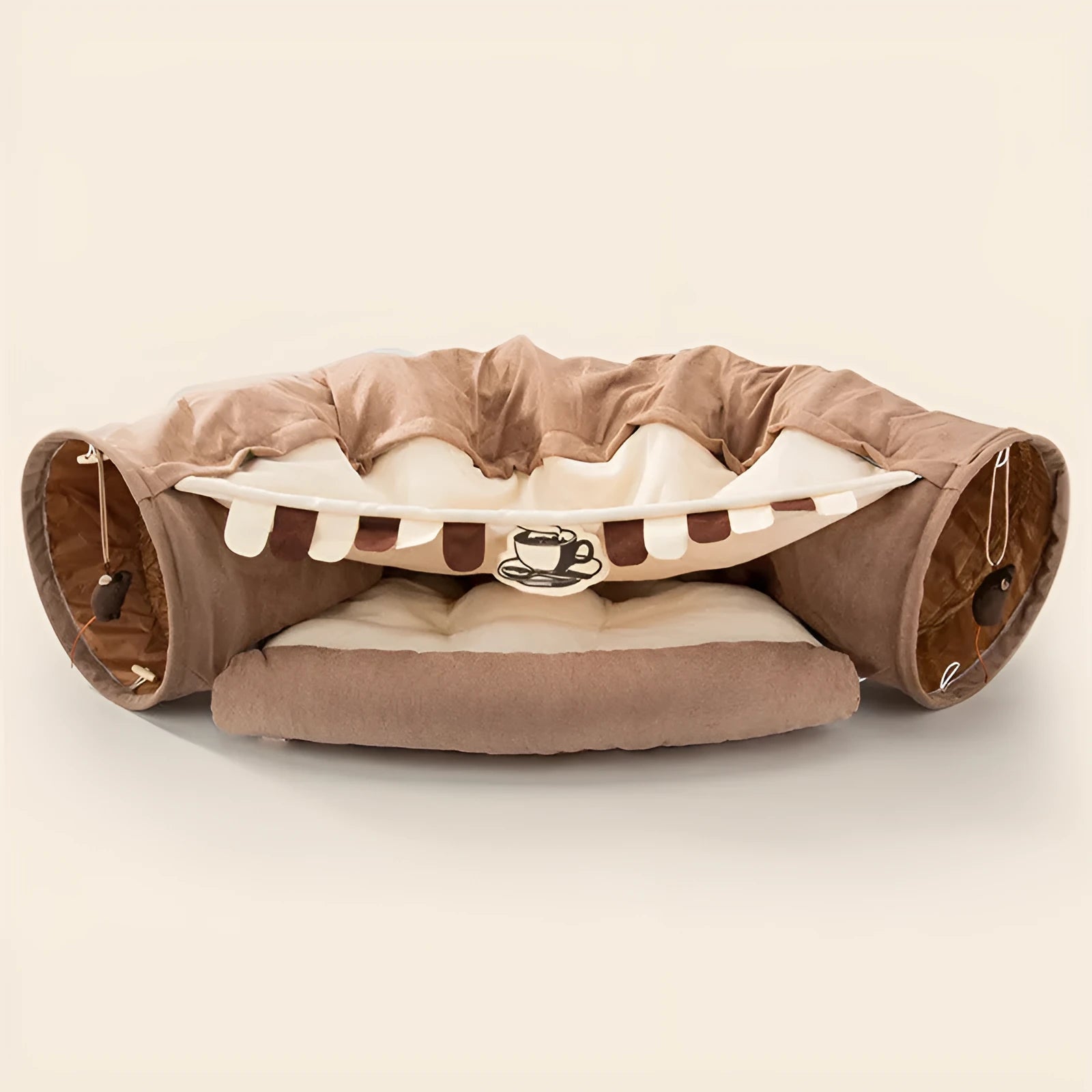 Cloth cat tunnel for litter box in matcha green colour, one size, washable design for indoor cats