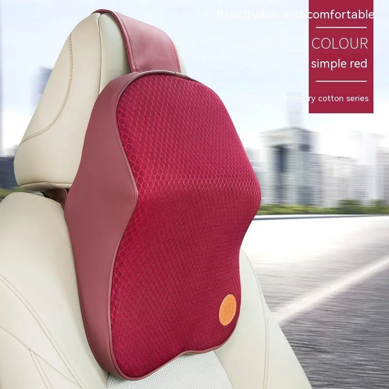 Memory foam automotive headrest and lumbar support pillow set in multiple colour options