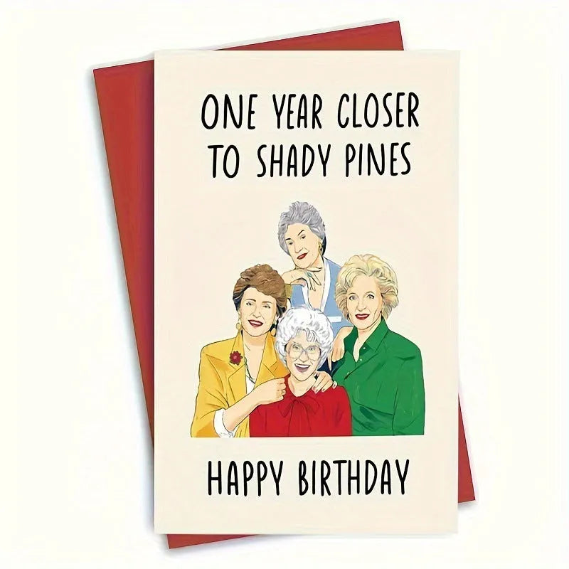 Simple modern birthday greeting card with a selection of colourful and kraft paper envelopes in two sizes.