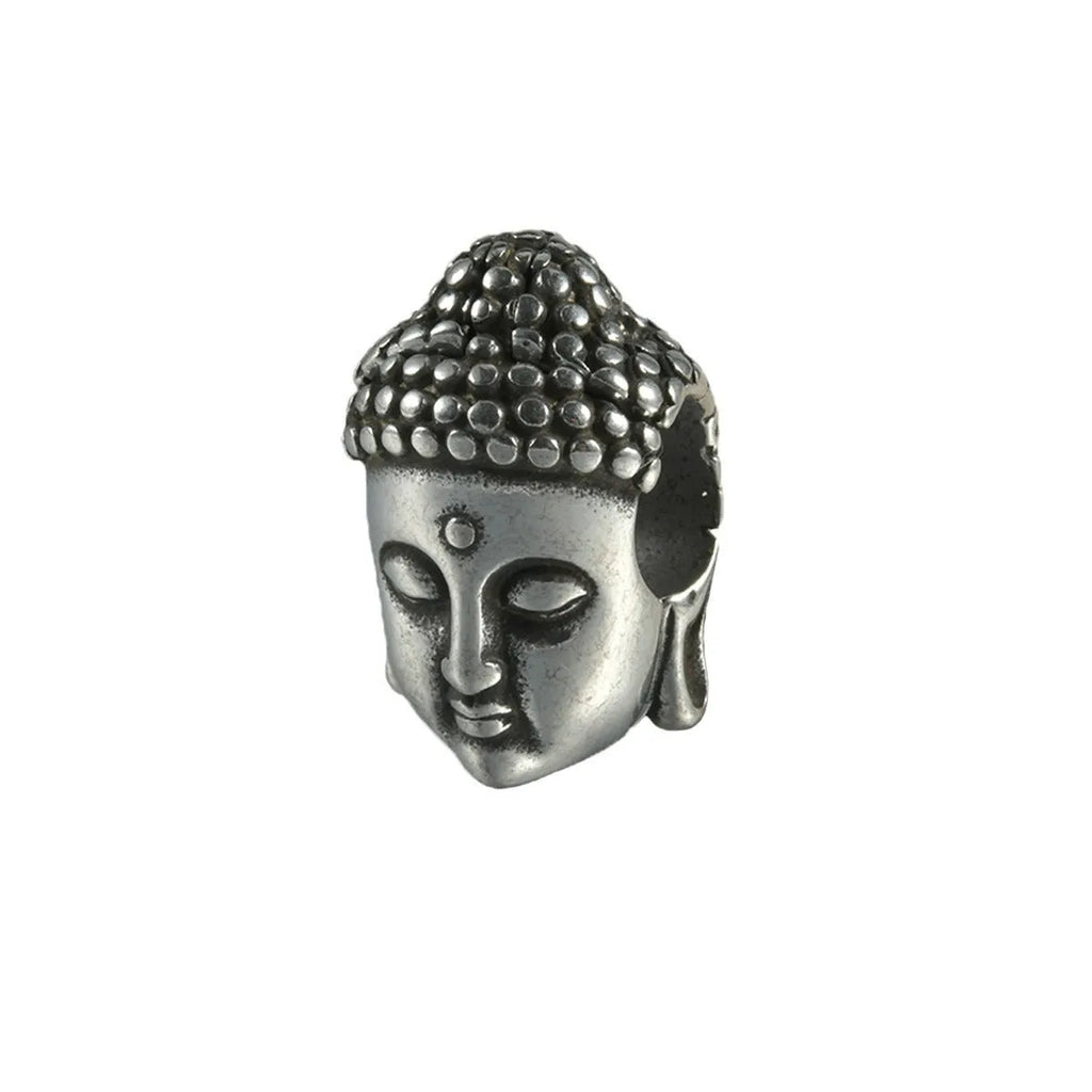 Stainless steel hollow skull and Buddha geometric design earrings in hip hop style.