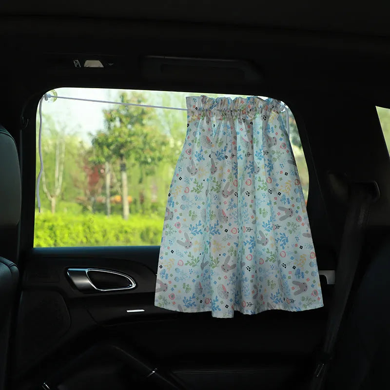 All cotton cartoon auto curtain sunshade for general vehicle window protection with rabbit pattern