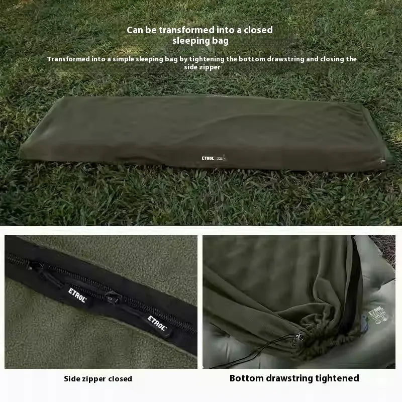 Green fleece multifunctional thermal camping sleeping bag wearable cloak for 1 person outdoor use