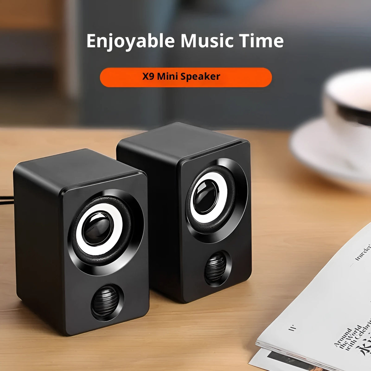 USB mini multimedia speaker pair, wired plastic shell, black A2 VIP version, 2 channel, 60Hz-15KHz