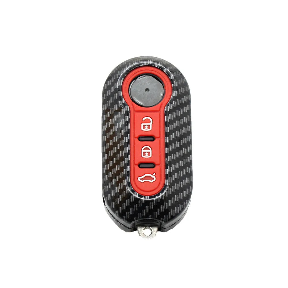 Carbon fibre pattern Fiat 500 Boyue key shell in ABS plastic