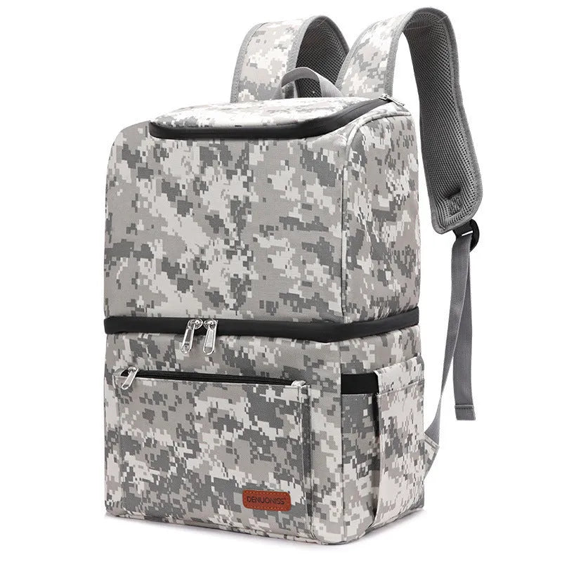 Blue insulated waterproof backpack with double layer cooling compartment and 22-litre capacity