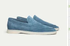 Men's matte suede flat shoes in sky blue with rubber sole and round toe