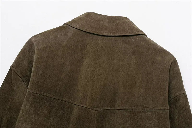 Women's PU fabric casual jacket in picture colour with regular fit Japanese Korean style