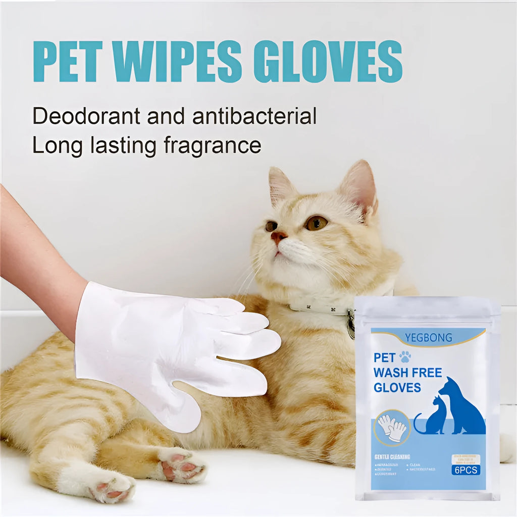 Pack of six disposable aluminium foil pet grooming gloves for cat and dog hair removal, bagged