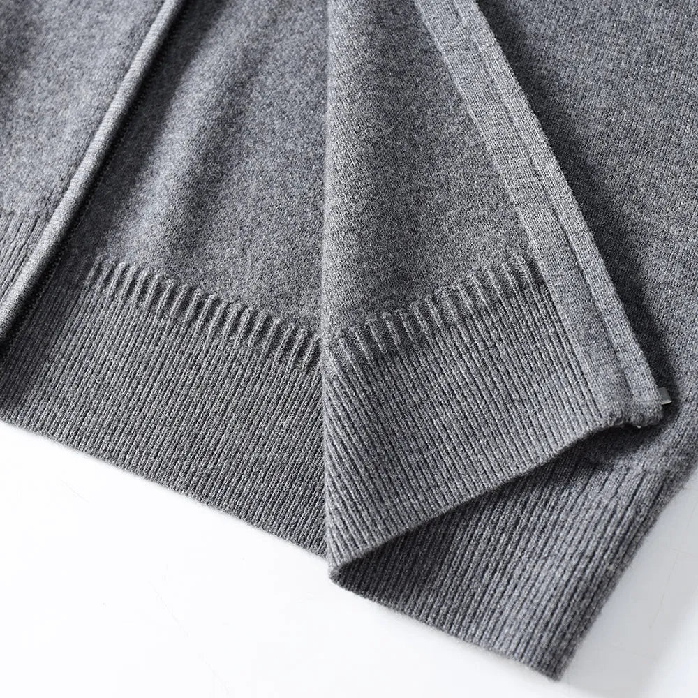 Women's loose fit thickened sleeveless knitted cardigan vest in black, front view, for autumn winter layering