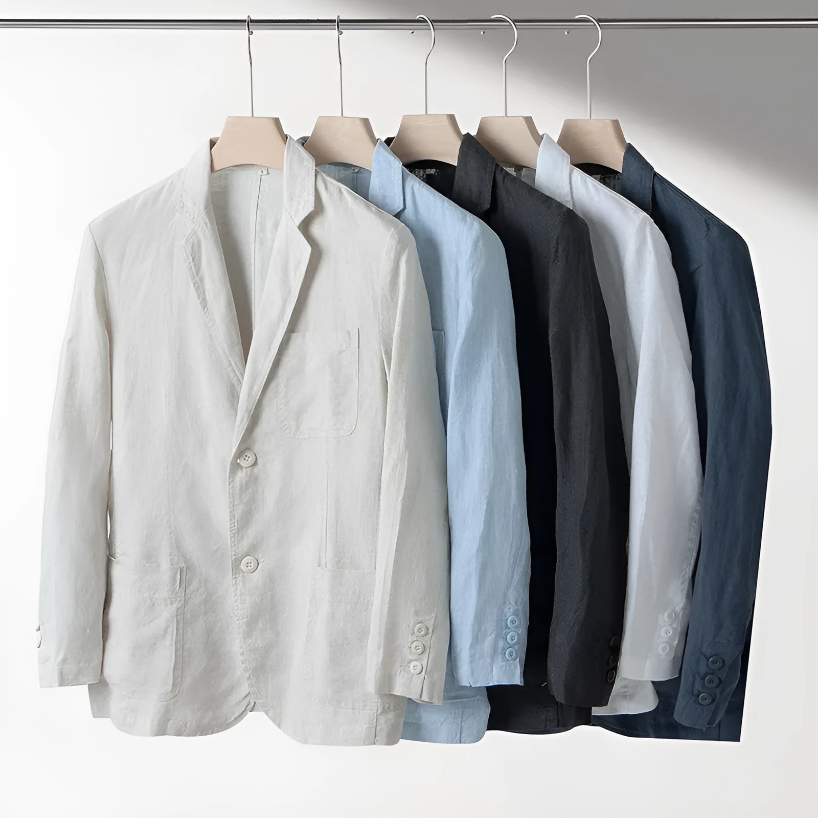 Men's loose fit linen casual suit jacket in solid colours