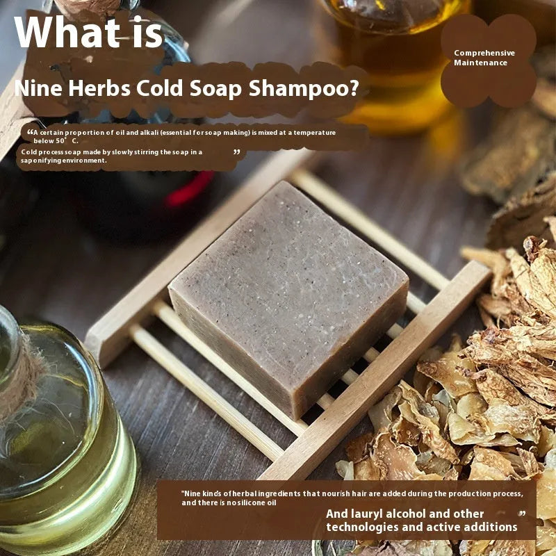 72g Nine Grass cold process shampoo soap bar, solid hair cleansing product