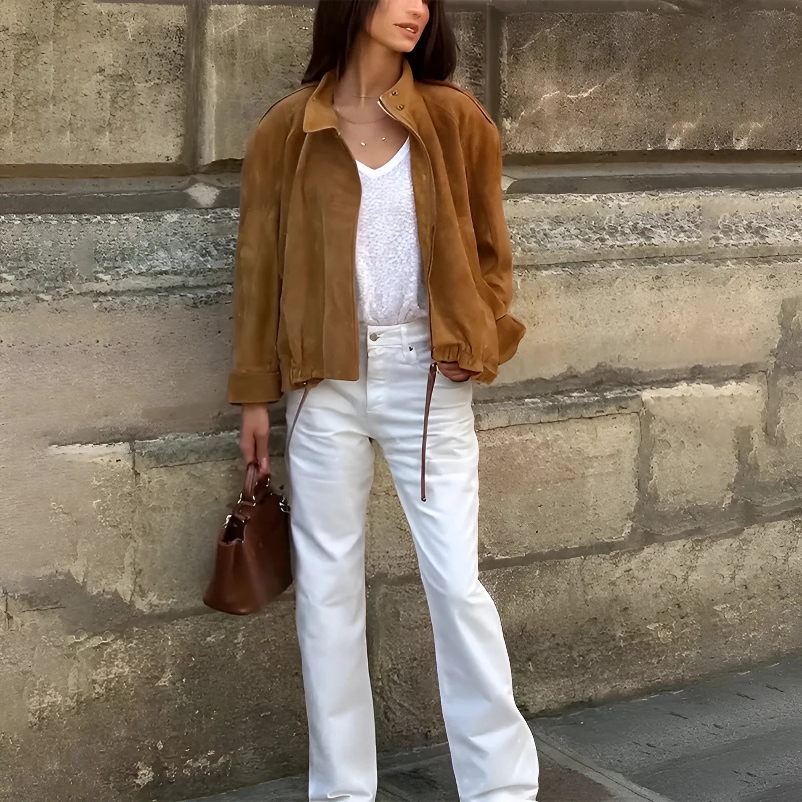 Retro solid colour loose fit polyester jacket on a hanger, showing long sleeves.