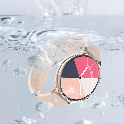 Stainless steel Bluetooth calling smartwatch with genuine leather strap showing screen display