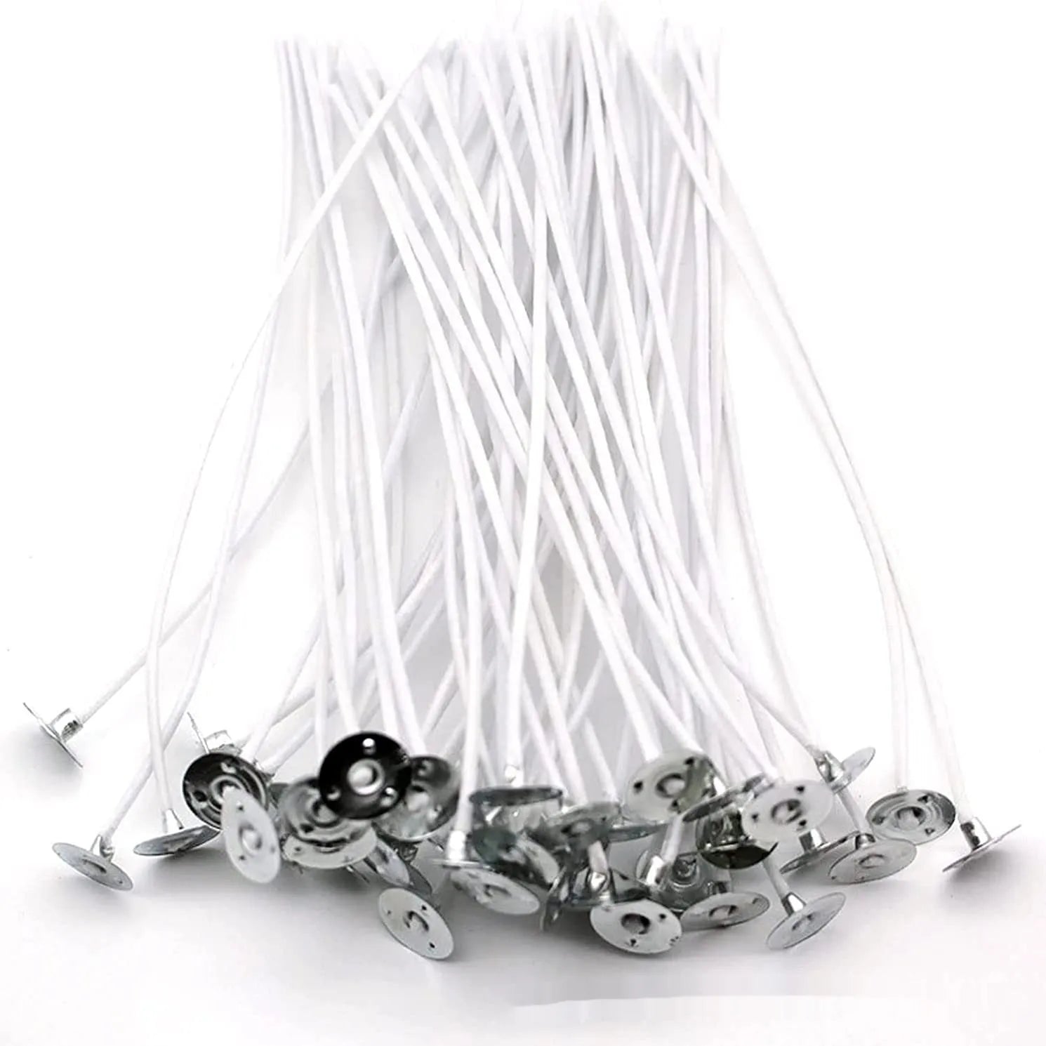 White cotton candle wicks in three different lengths for DIY candle making projects